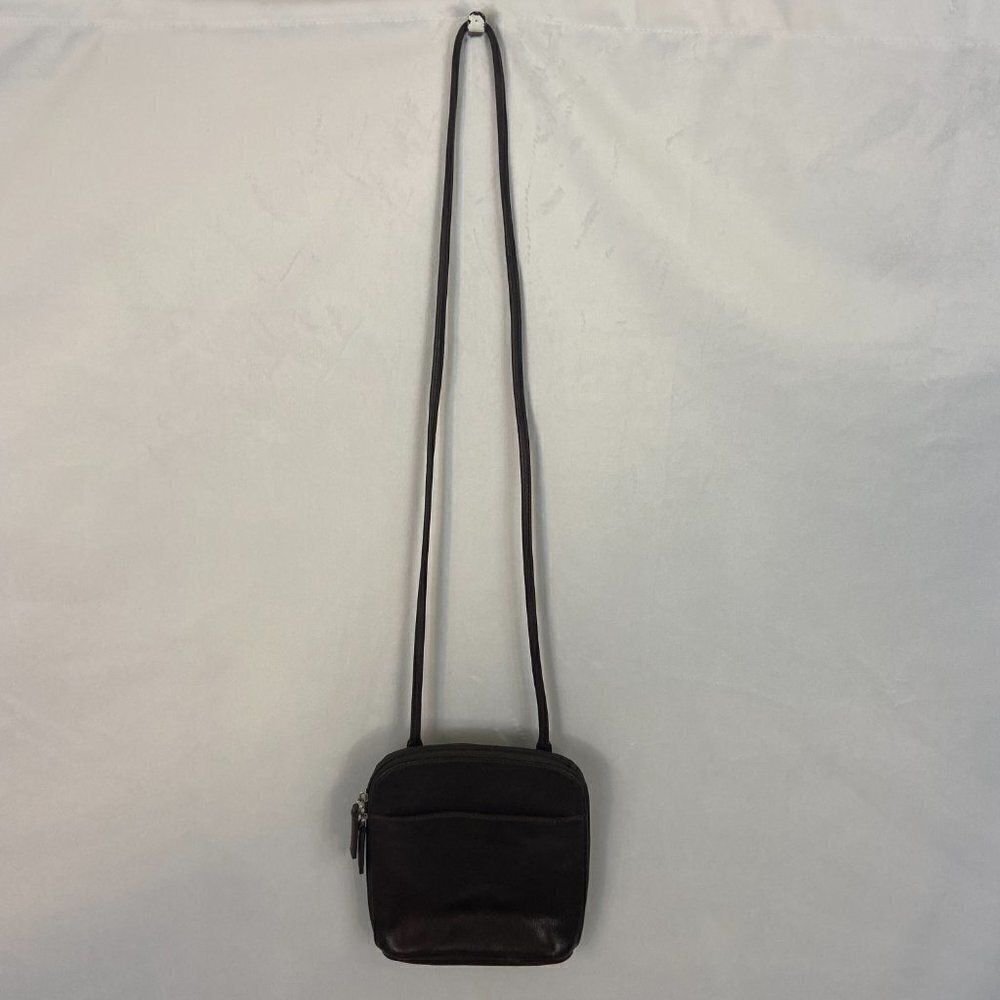 Fossil Crossbody Small Purse Bag Brown Leather Cell Phone Slip Pocket Organizer - Picture 5 of 9